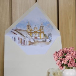 Convite de casamento com aquarela