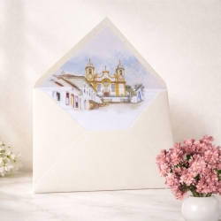 Convite de casamento com aquarela