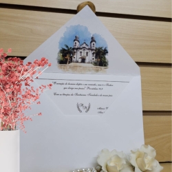 Convite de casamento com aquarela