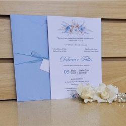 Convite de casamento em azul serenity