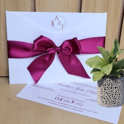 Convite de casamento com laço