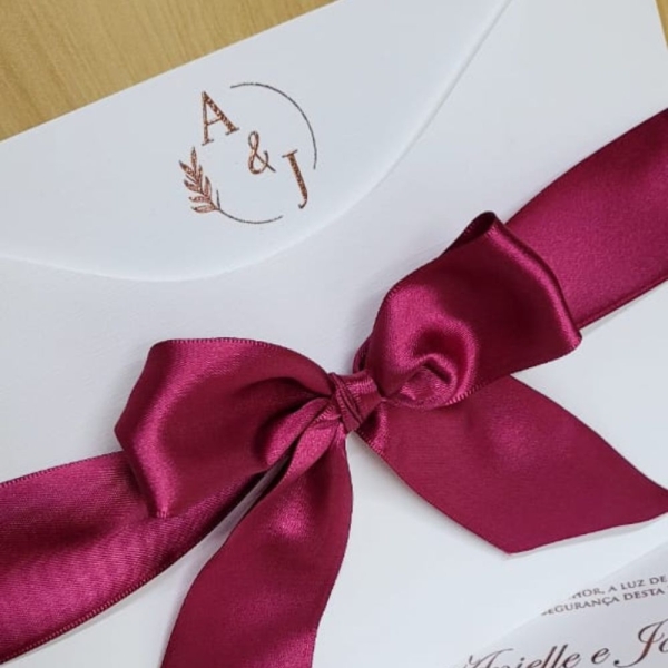 convite de casamento com laço