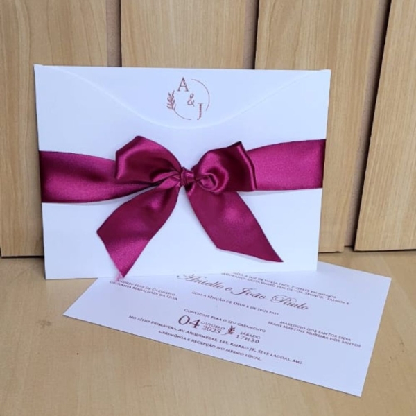 convite de casamento com laço