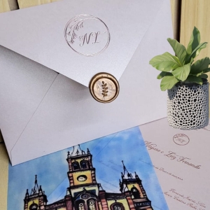 Convite de casamento com aquarela