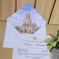 Convite de casamento com aquarela