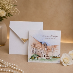 Convite de Casamento com Aquarela e Ponteira