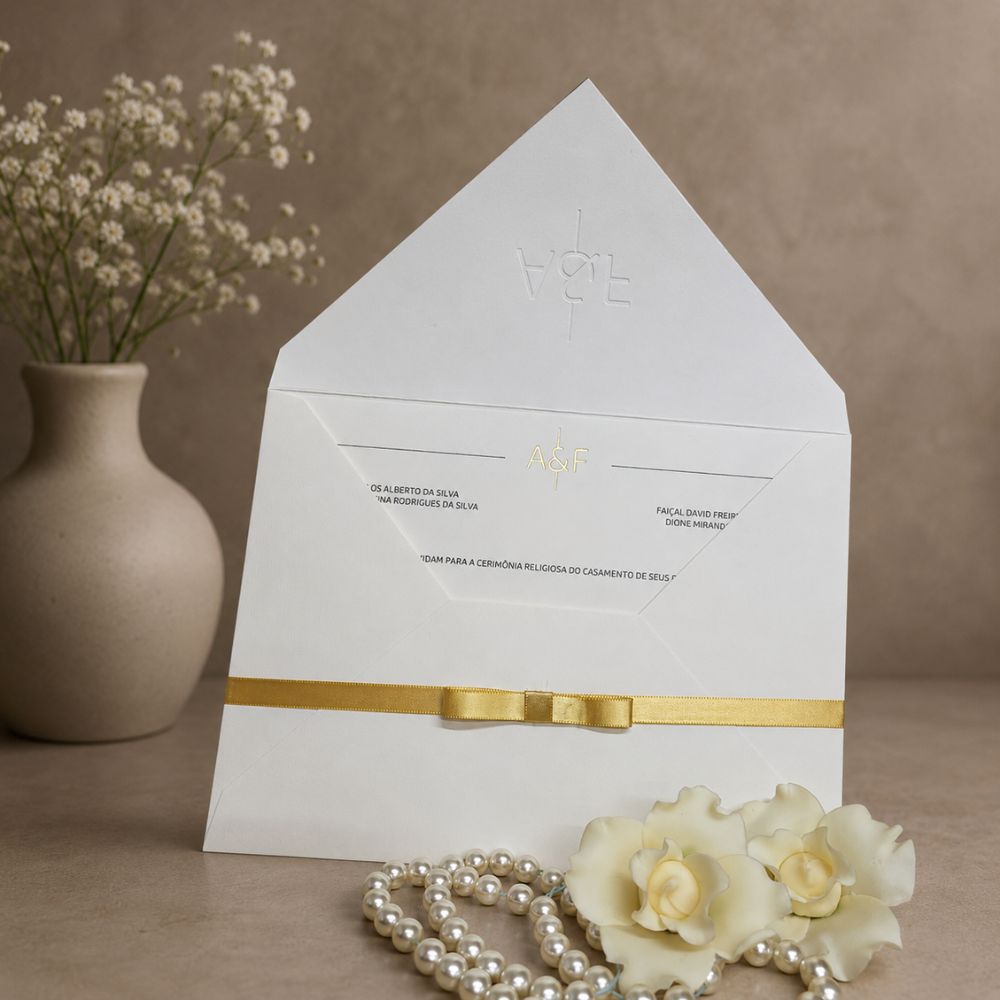 Convite de Casamento com laço 3 Detalhes do convite de casamento elegante