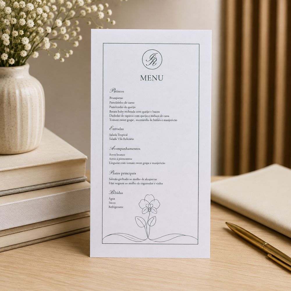 Menu de Mesa Personalizado 1 O Menu de Mesa Personalizado é ideal para casamentos
